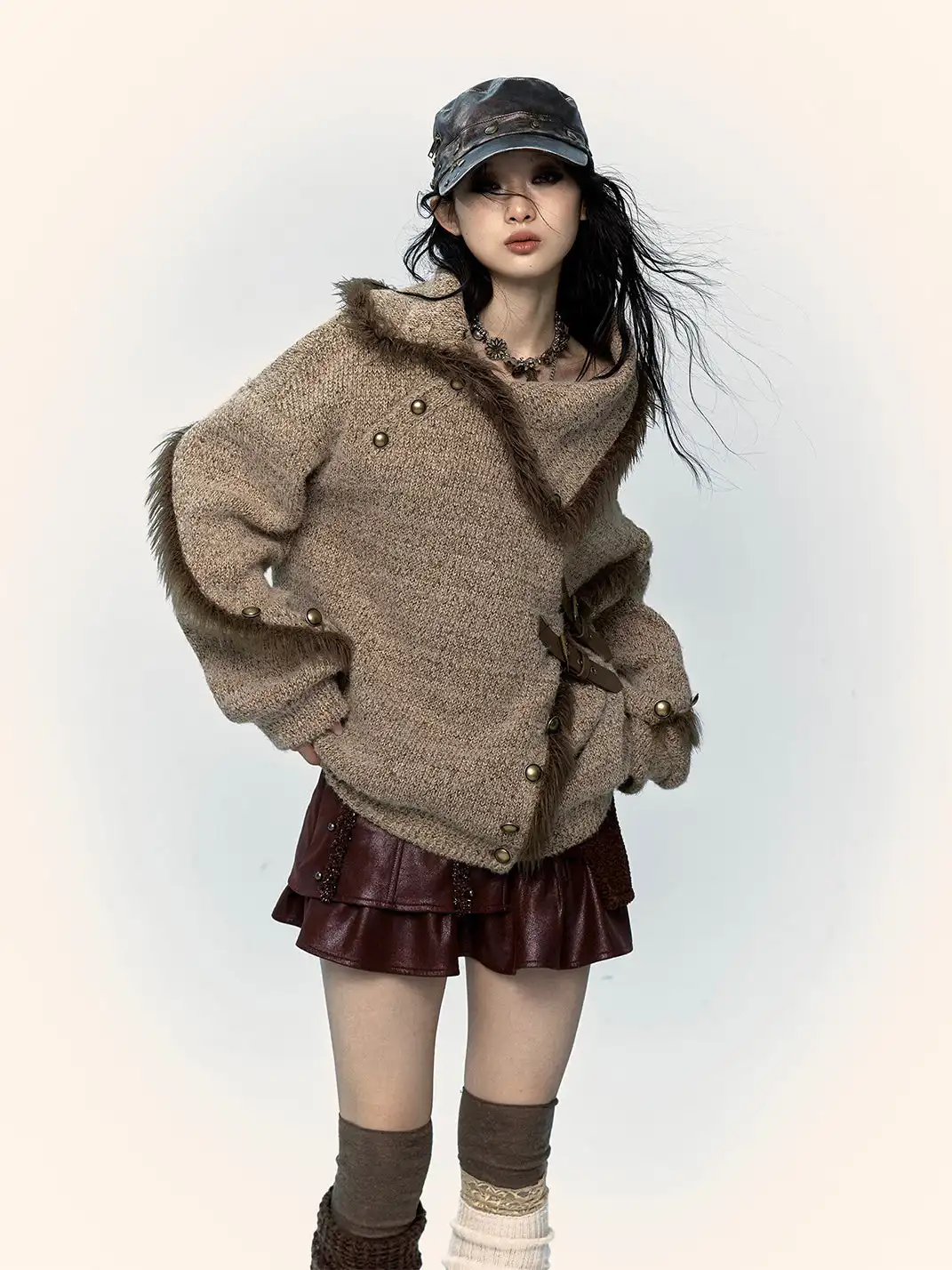 NO ROMANCE | Raw Edge Loose Knit Sweater