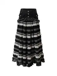 NO ROMANCE | Patchwork Gathered A-Line Skirt