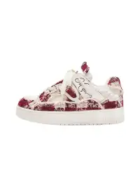 MQMS | Deconstructed Canvas Sneakers-Wine Red