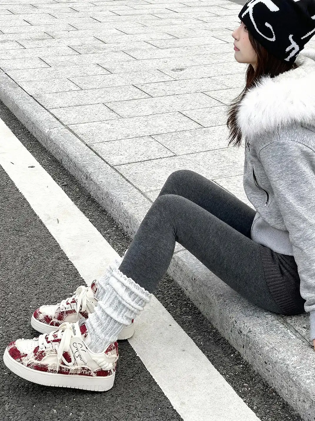 MQMS | Deconstructed Canvas Sneakers-Wine Red