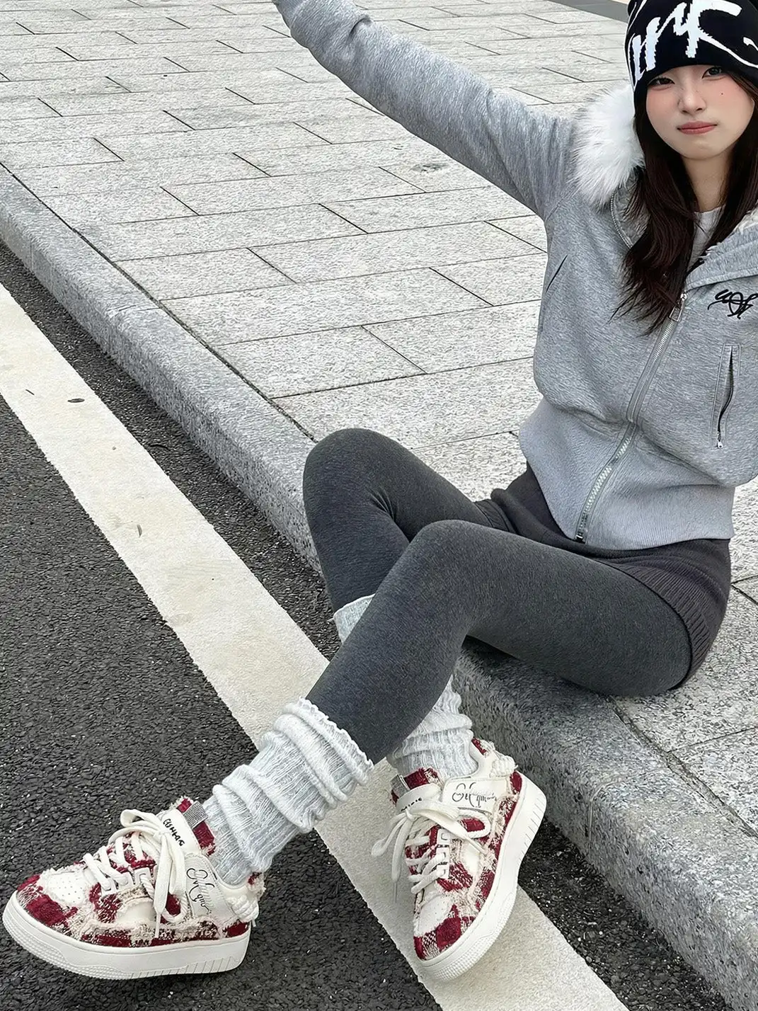 MQMS | Deconstructed Canvas Sneakers-Wine Red