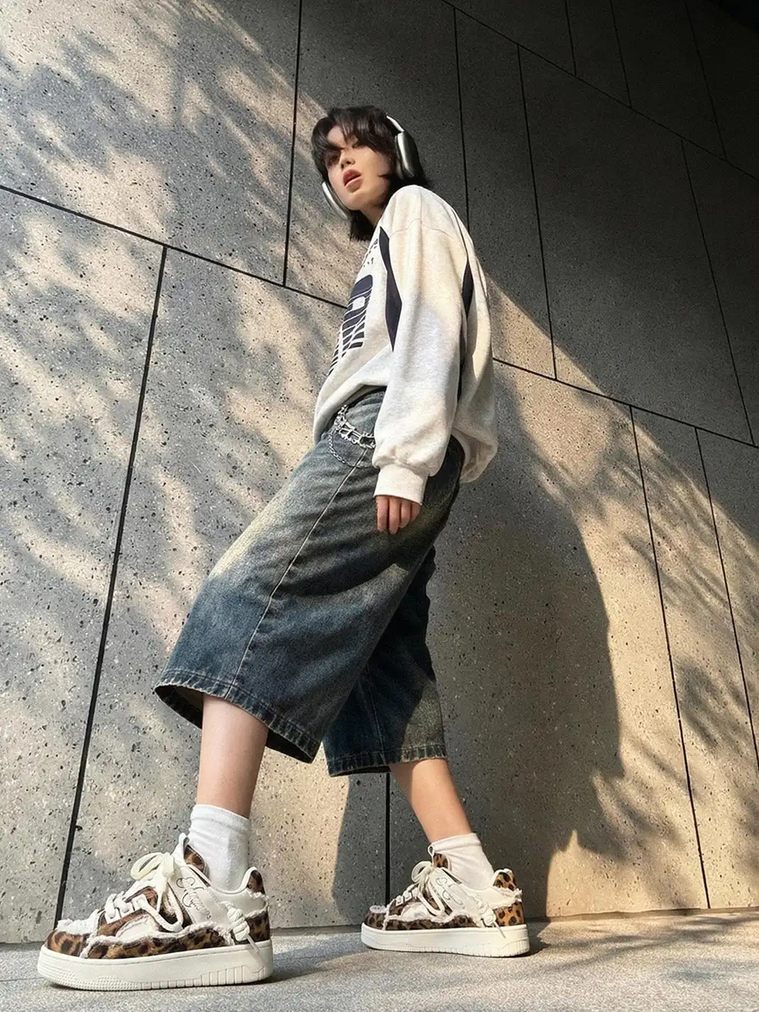 MQMS | Deconstructed Canvas Sneakers-Leopard
