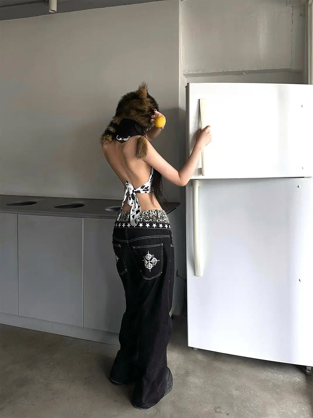 DETW | Leopard Print Double-Waisted Curved Jeans