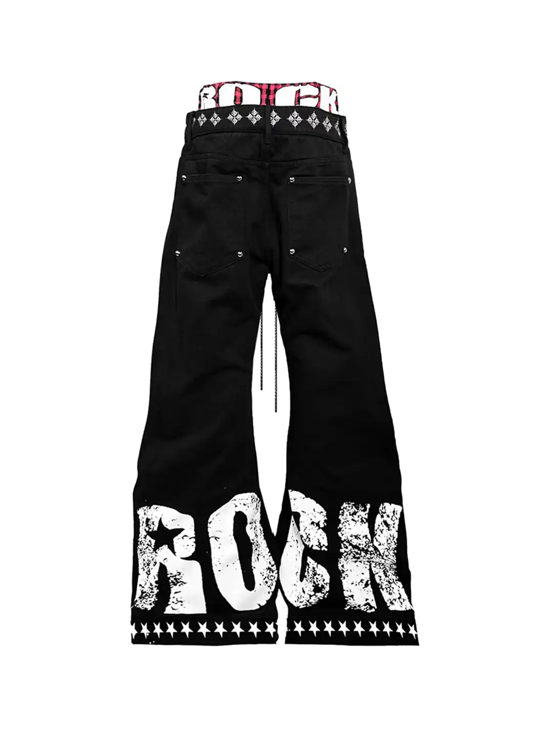 DETW | Drawstring Color-Blocked Curved Jeans