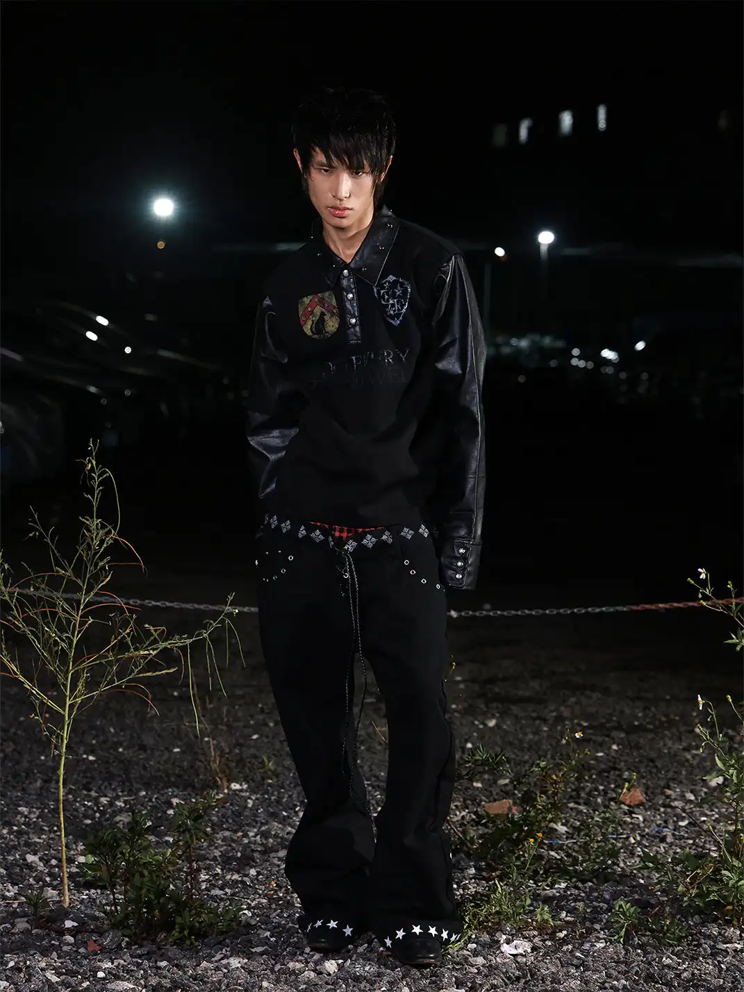 DETW | "Red Star Badge" Punk Studded Collar Long Sleeve