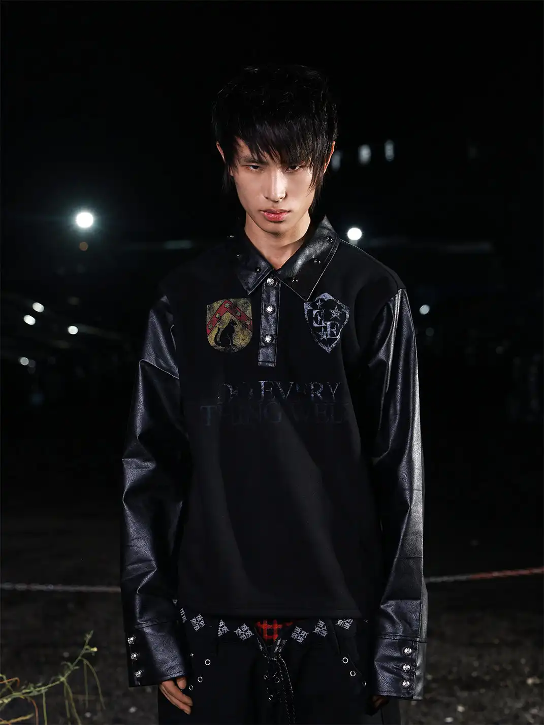 DETW | "Red Star Badge" Punk Studded Collar Long Sleeve