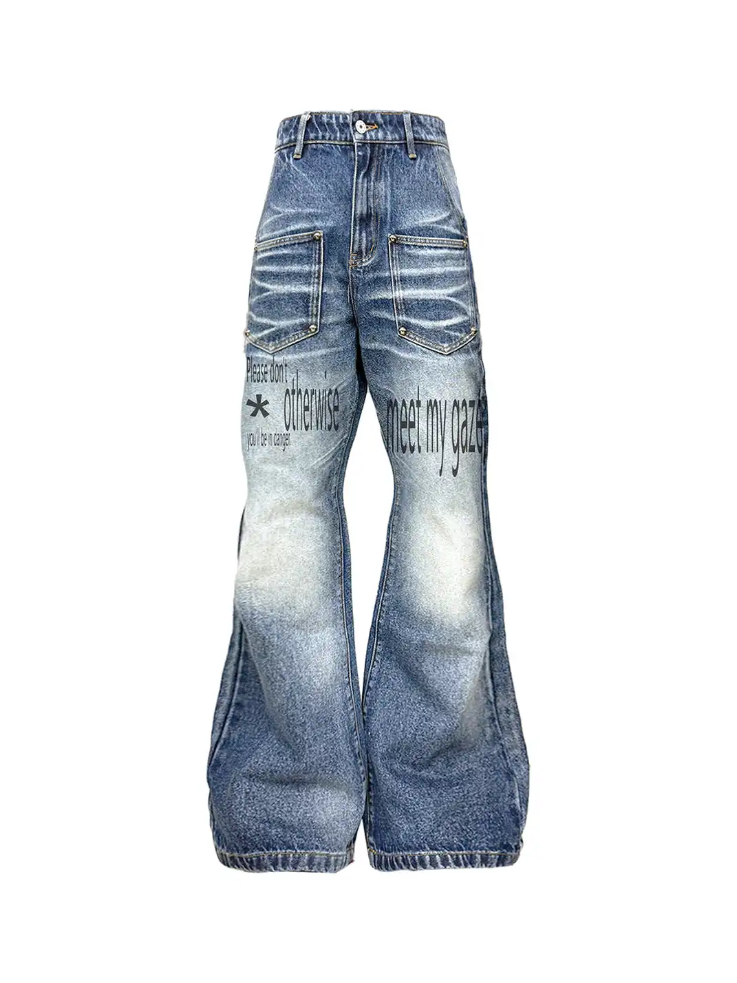 DETW | Slogan Washed Studded Jeans