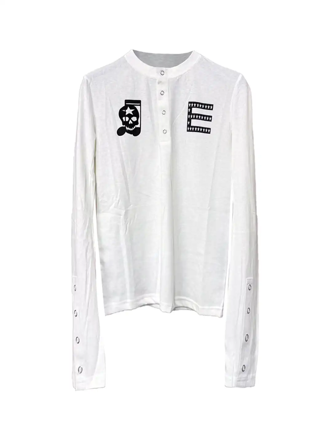 DETW | Skull Henry Collar Curved Scimitar Long Sleeve Top