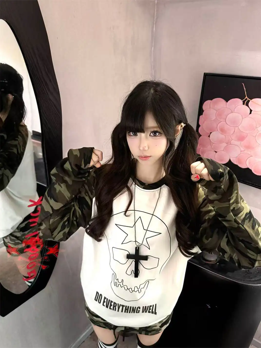 DETW | Skull Camouflage Long-Sleeved Top