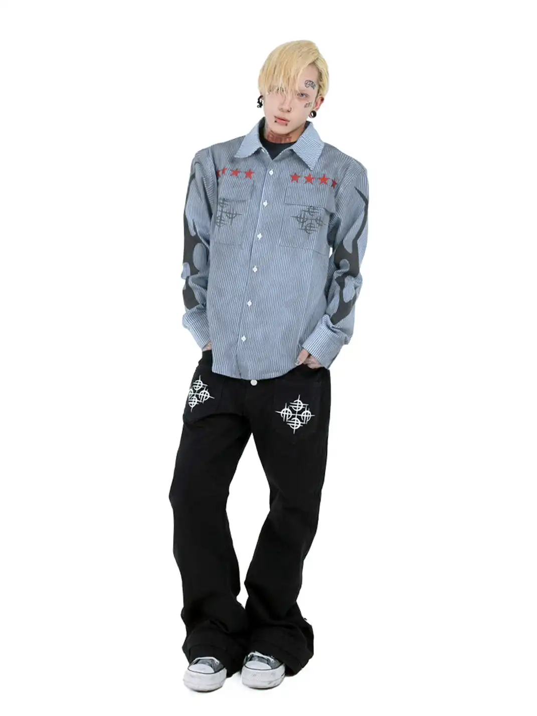 DETW | Red Star Washed Striped Shirt