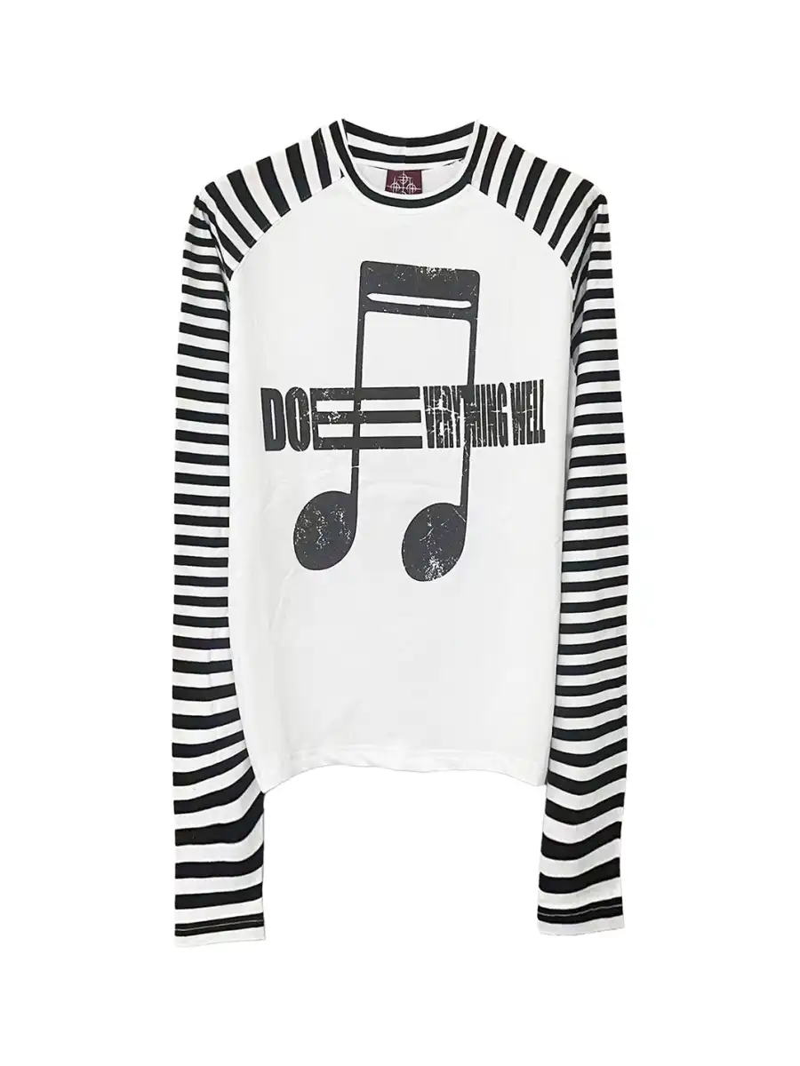 DETW | Musical Note Striped Raglan Sleeves Tee - 4