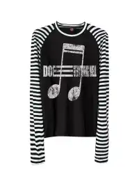 DETW | Musical Note Striped Raglan Sleeves Tee