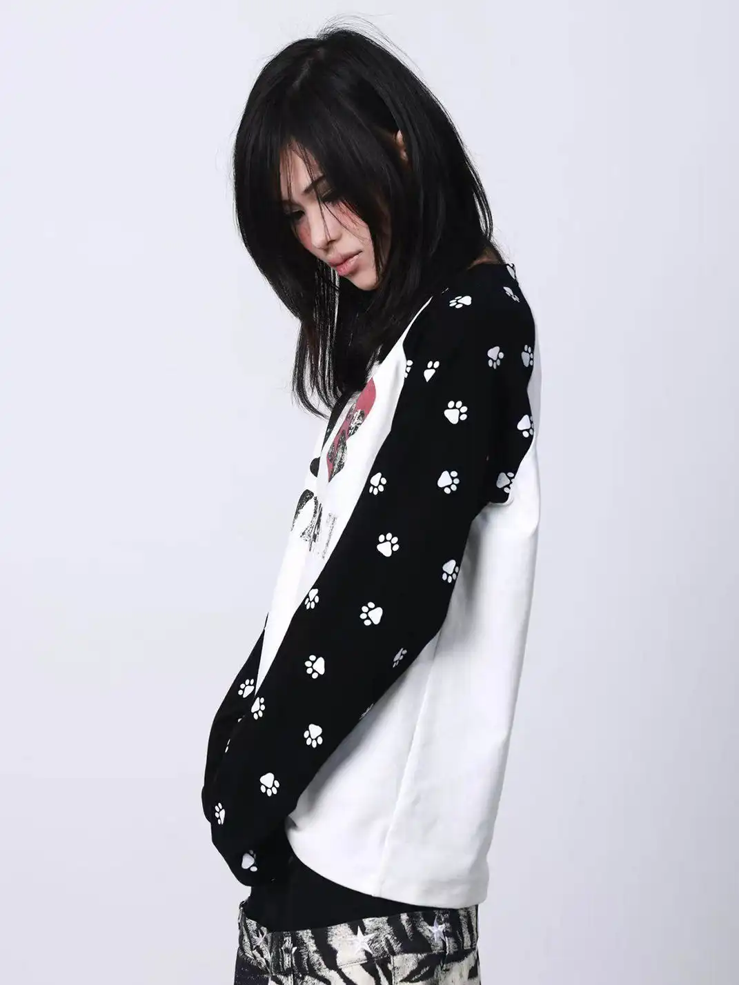 DETW | "I LOVE MY CAT" Printed Raglan Sleeve Tee