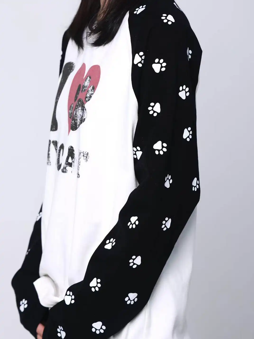 DETW | "I LOVE MY CAT" Printed Raglan Sleeve Tee