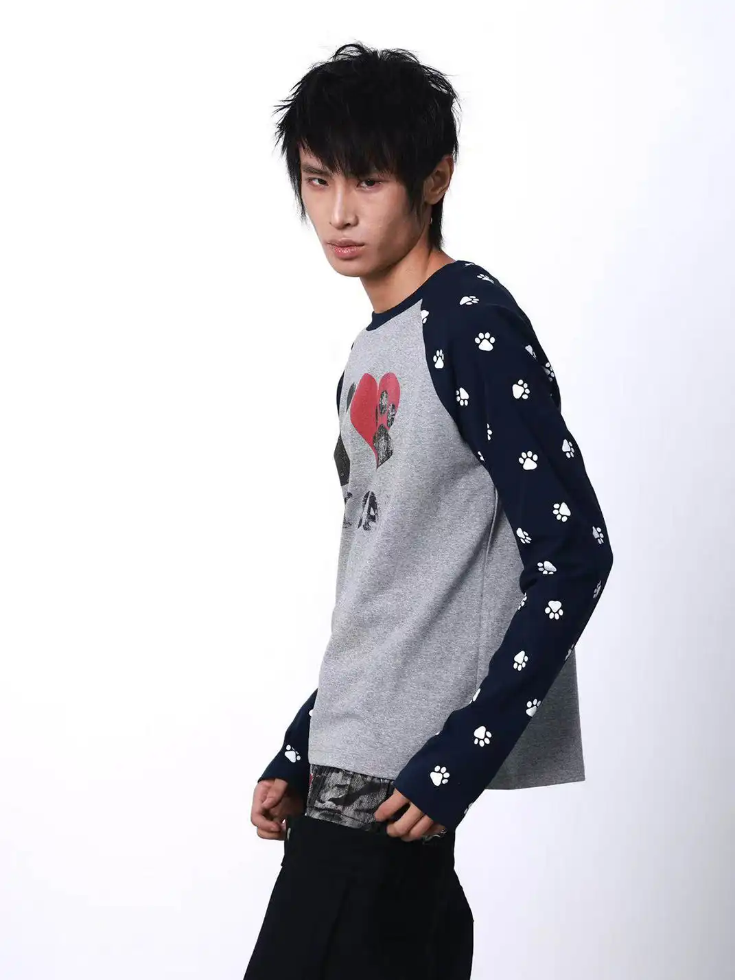 DETW | "I LOVE MY CAT" Printed Raglan Sleeve Tee