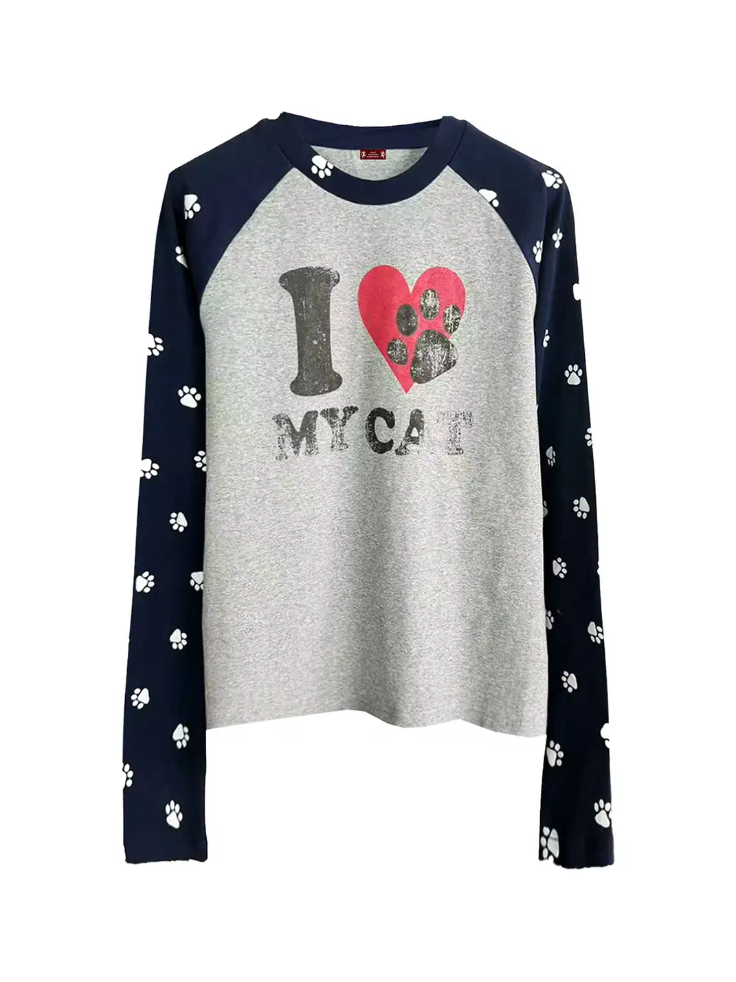 DETW | "I LOVE MY CAT" Printed Raglan Sleeve Tee