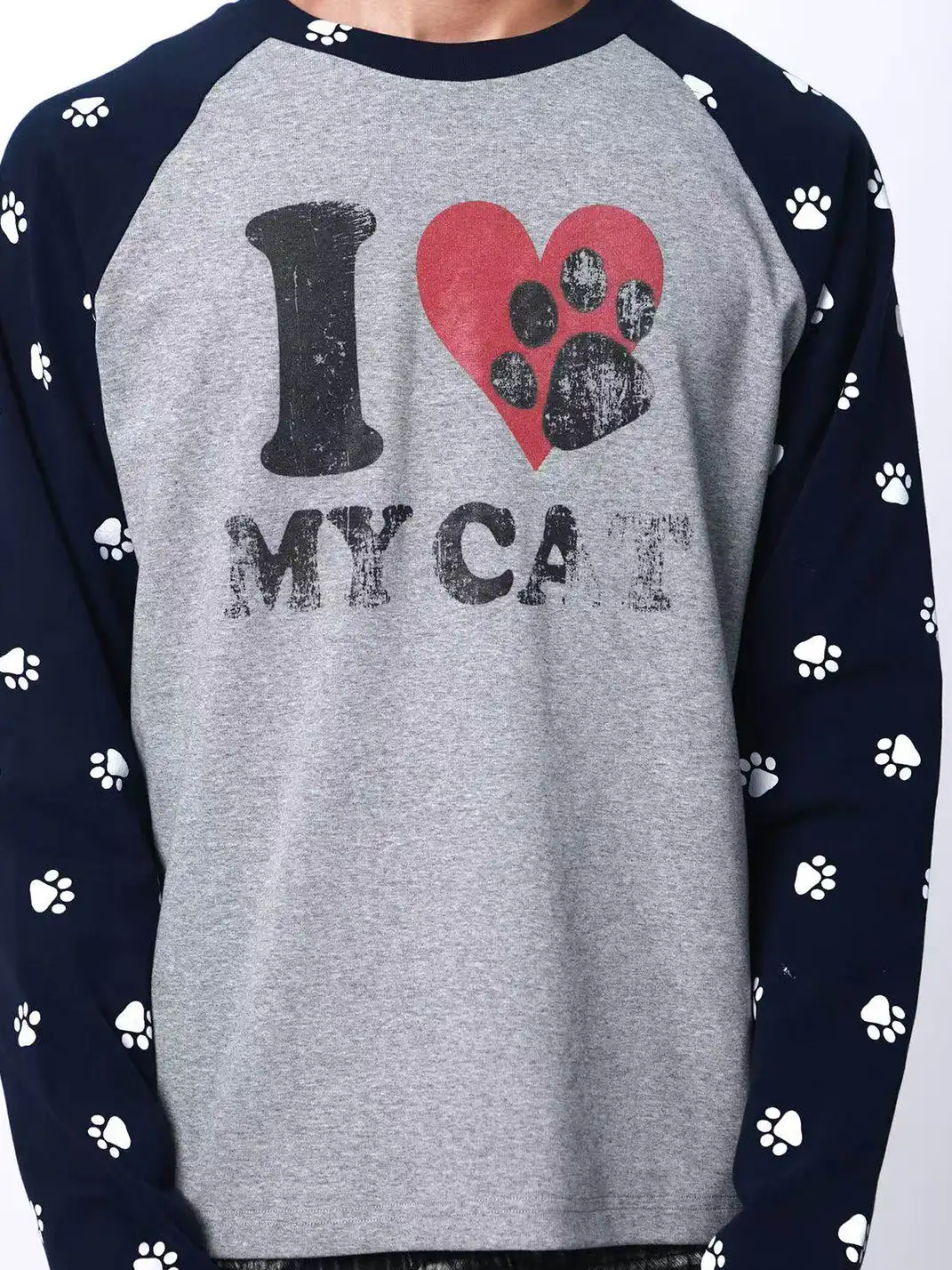 DETW | "I LOVE MY CAT" Printed Raglan Sleeve Tee