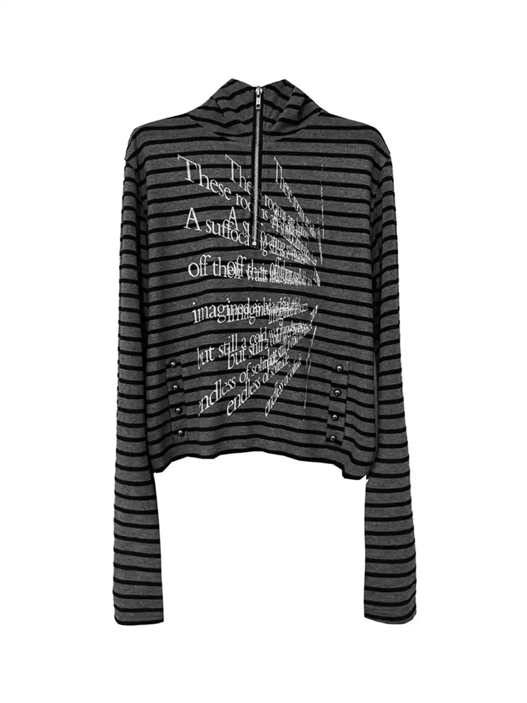 DETW | Slogan Striped Zip-Up Cardigan Hoodie