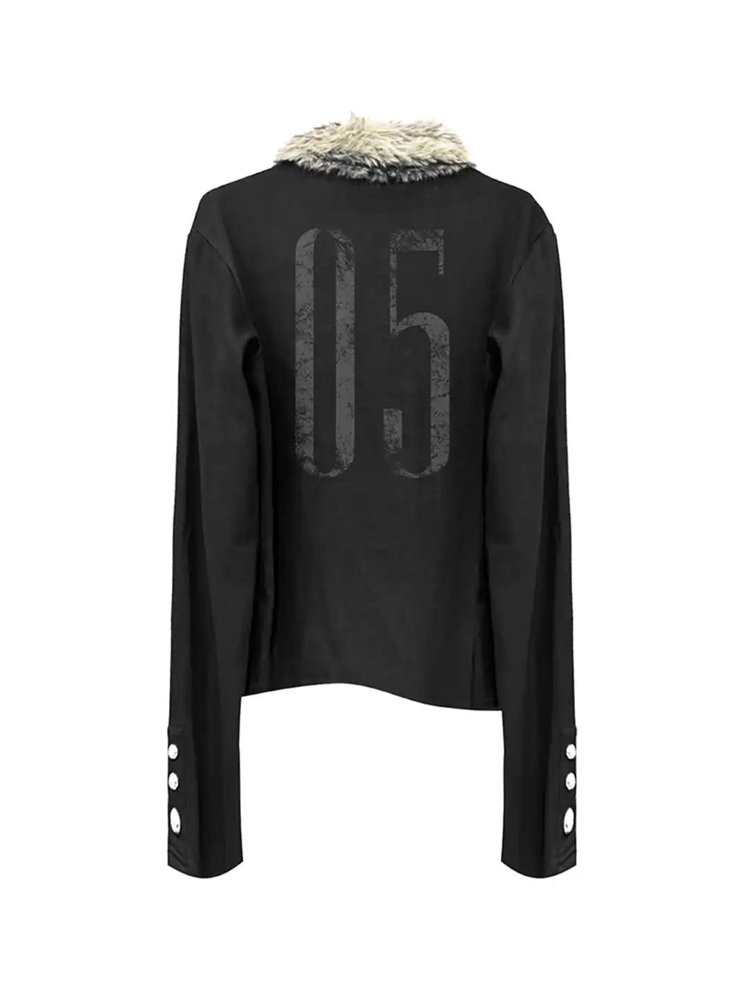 DETW | Fur-Collar Long-Sleeved Polo Shirt