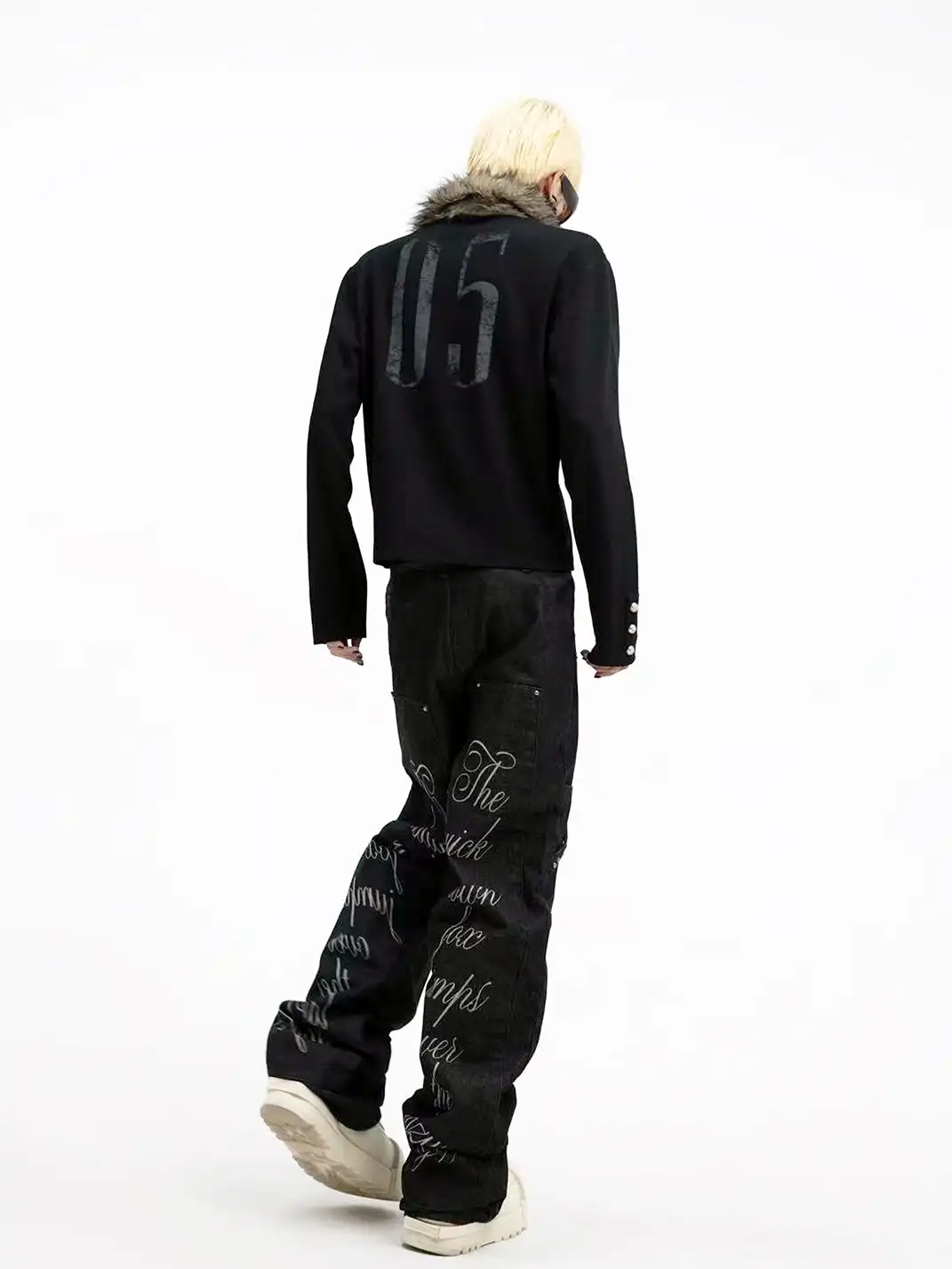DETW | Fur-Collar Long-Sleeved Polo Shirt