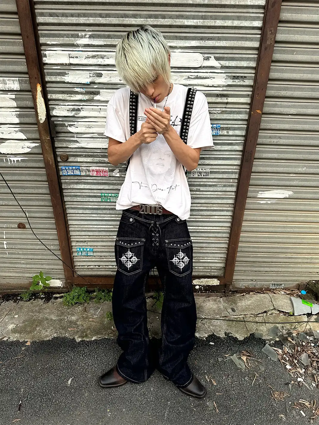 DETW | Studded Drawstring Double-Waist Jeans