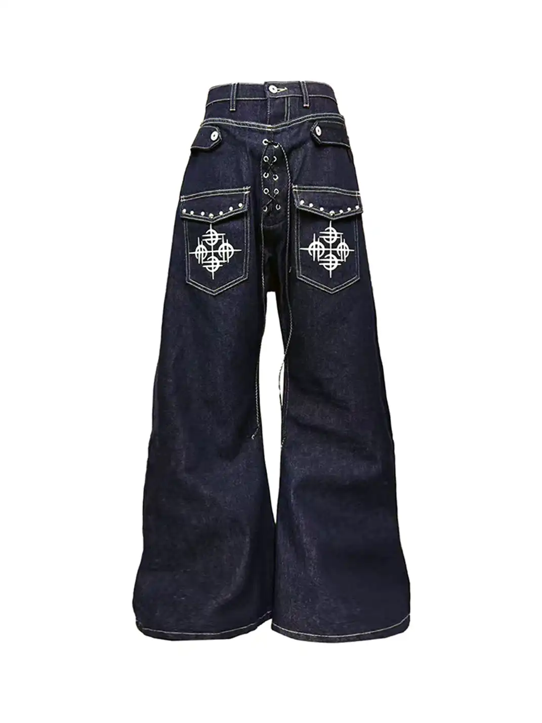 DETW | Studded Drawstring Double-Waist Jeans