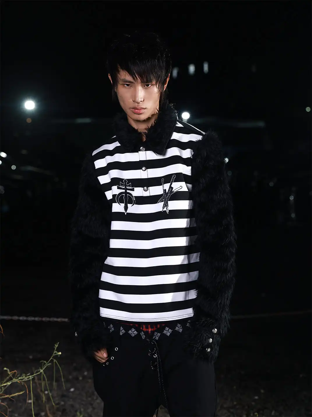 DETW | Long Hair Buttoned Striped Polo Shirt