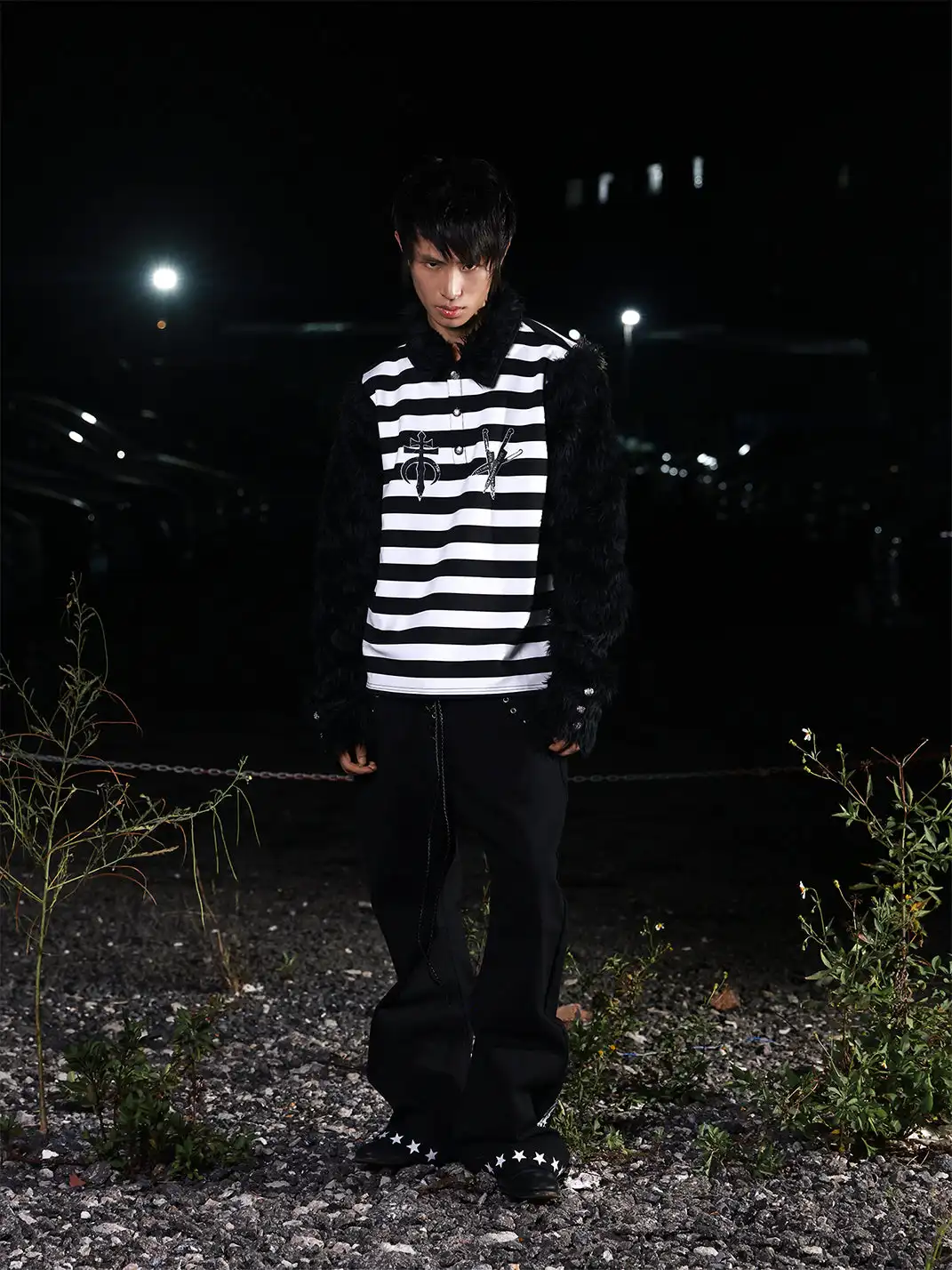 DETW | Long Hair Buttoned Striped Polo Shirt