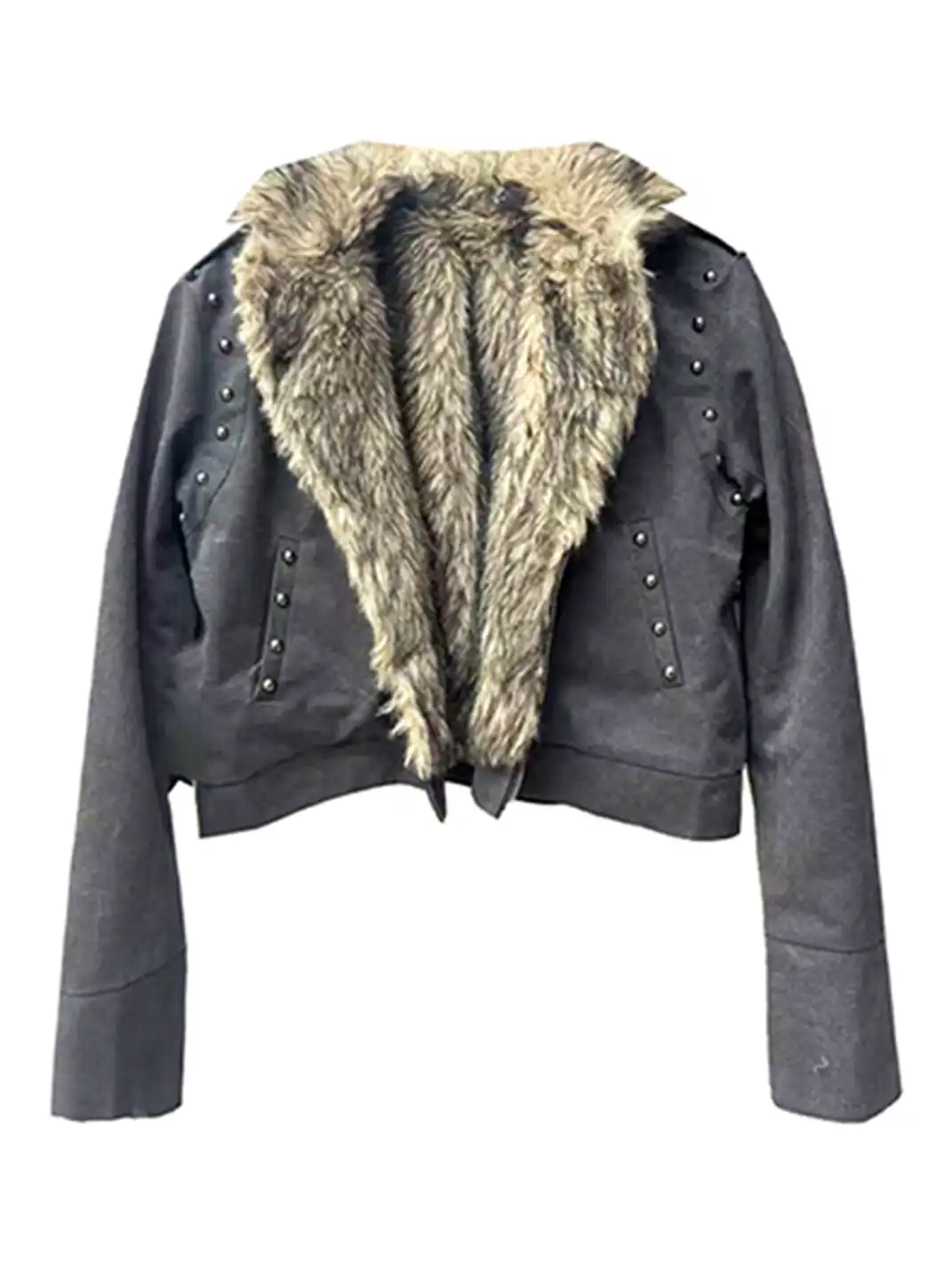 DETW | Mountain-Carving Studded Diagonal Zipper Jacket