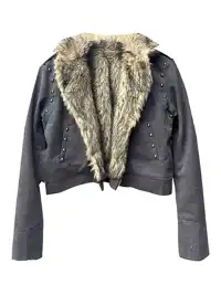 DETW | Mountain-Carving Studded Diagonal Zipper Jacket