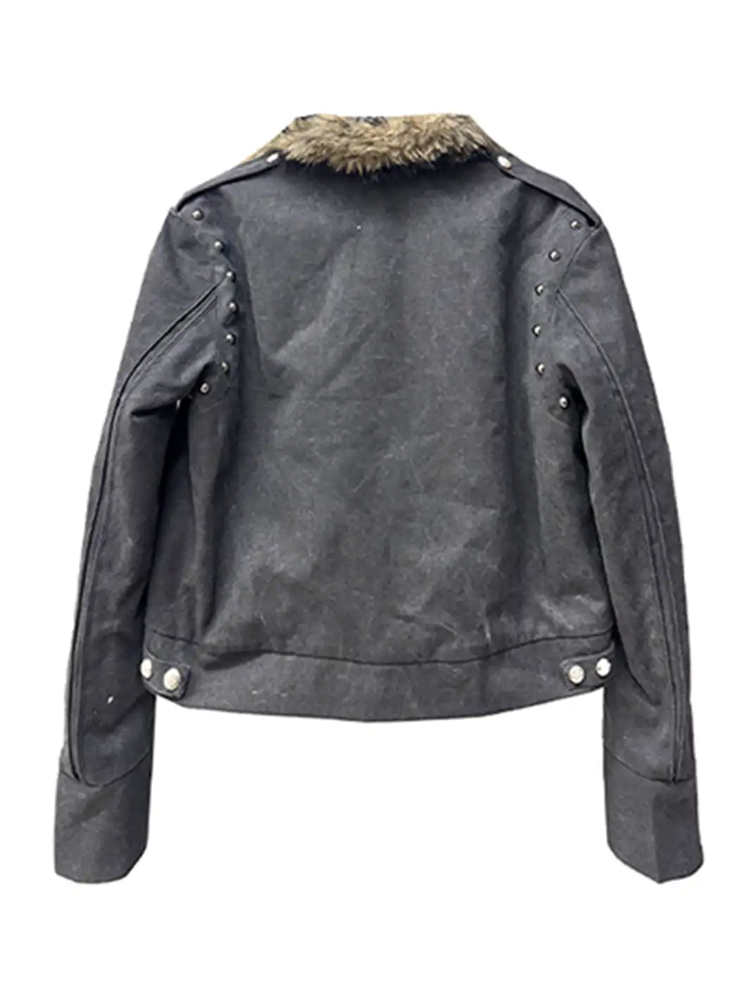DETW | Mountain-Carving Studded Diagonal Zipper Jacket