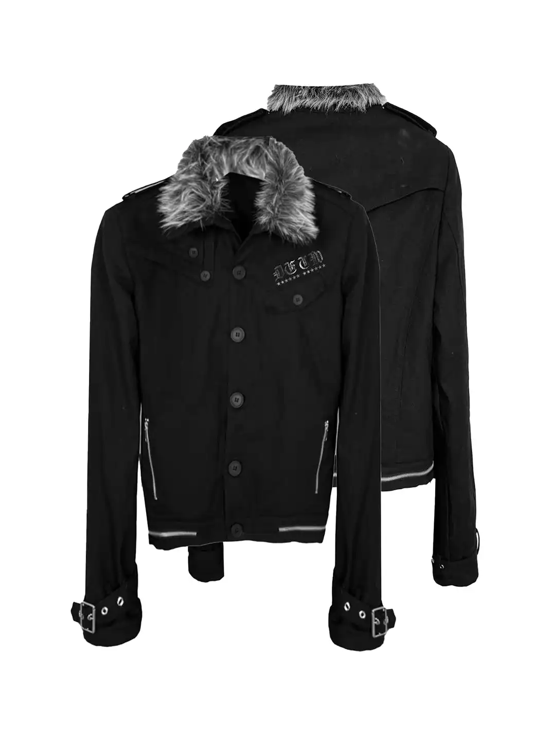 DETW | Single-Breasted Metal Fur Collar Coat