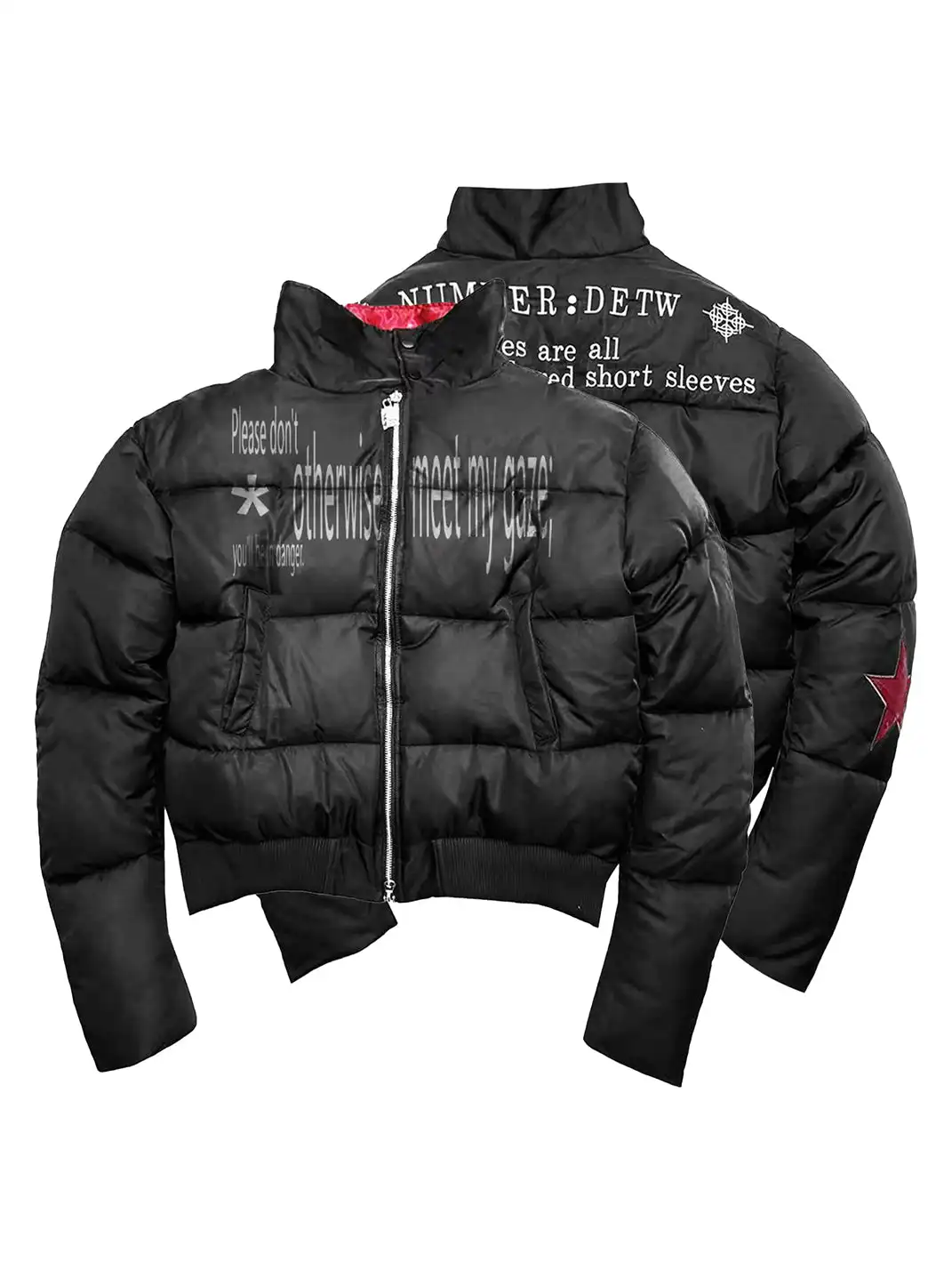 DETW | Red Stand-Up Collar Curved Down Cotton Jacket