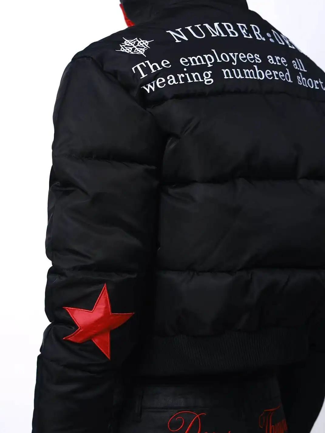DETW | Red Stand-Up Collar Curved Down Cotton Jacket