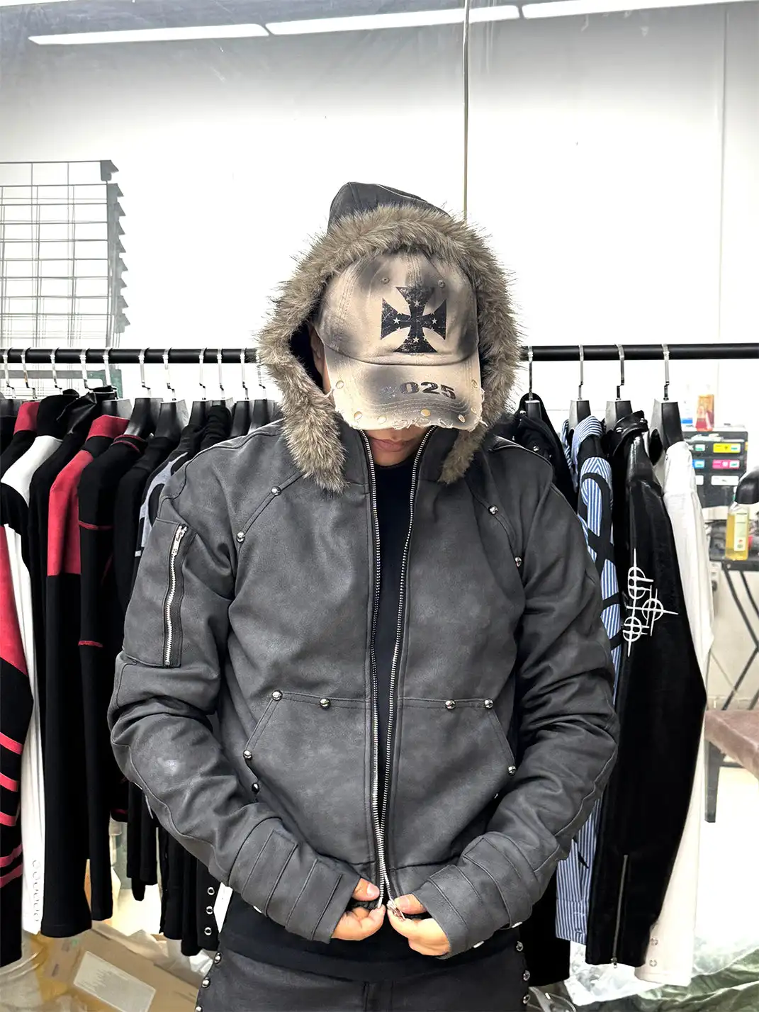 DETW | Cross-Studded Distressed Baseball Cap