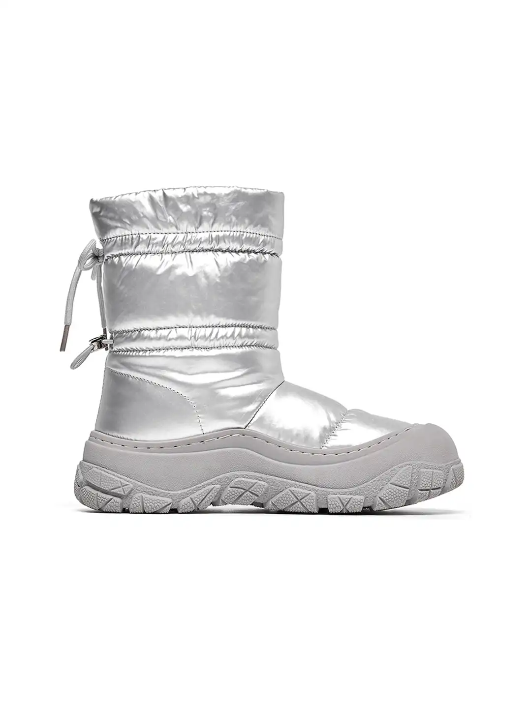 ACUPUNCTURE | Drawstring Collar Shiny Padded Snow Boots