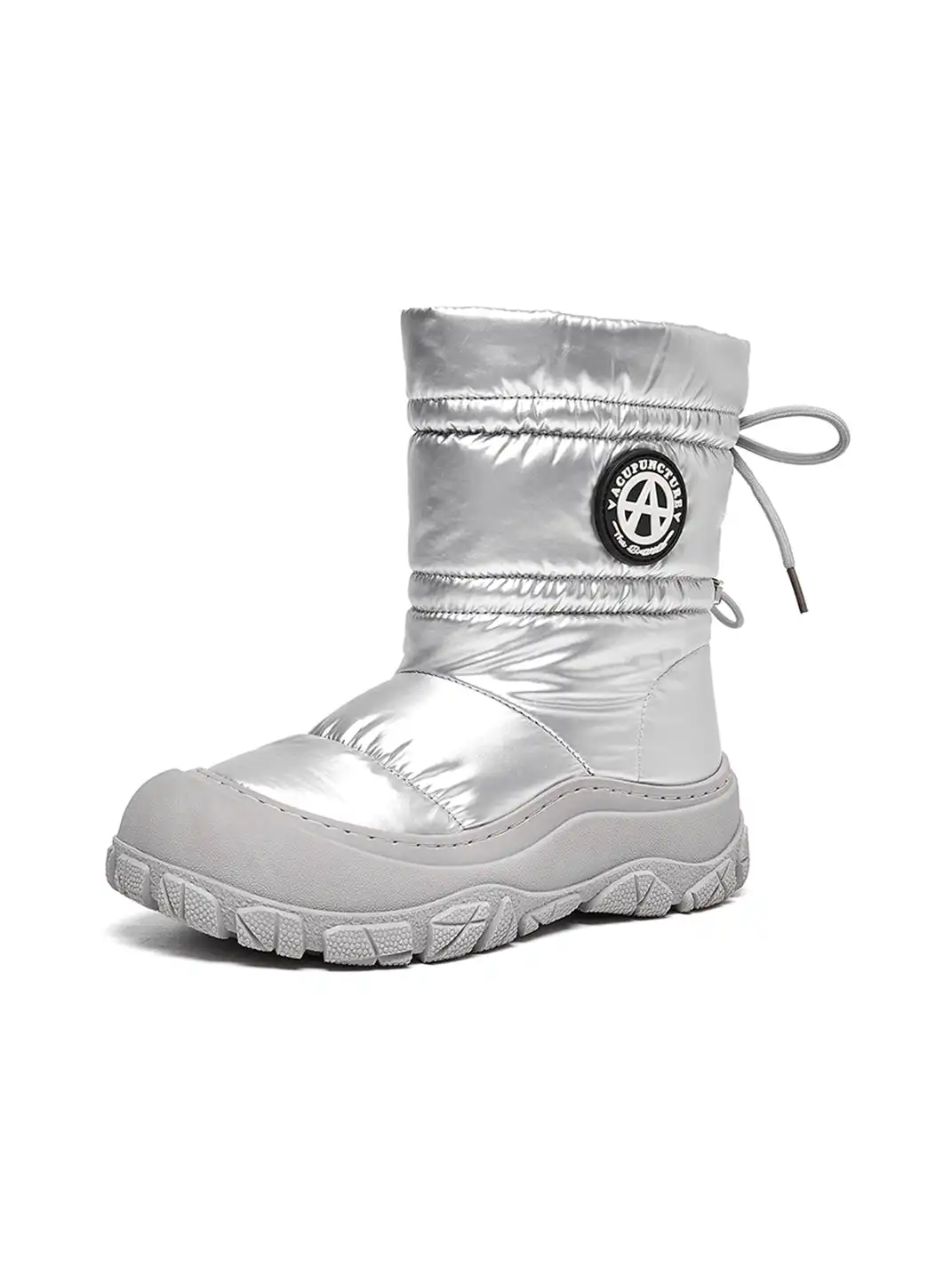 ACUPUNCTURE | Drawstring Collar Shiny Padded Snow Boots