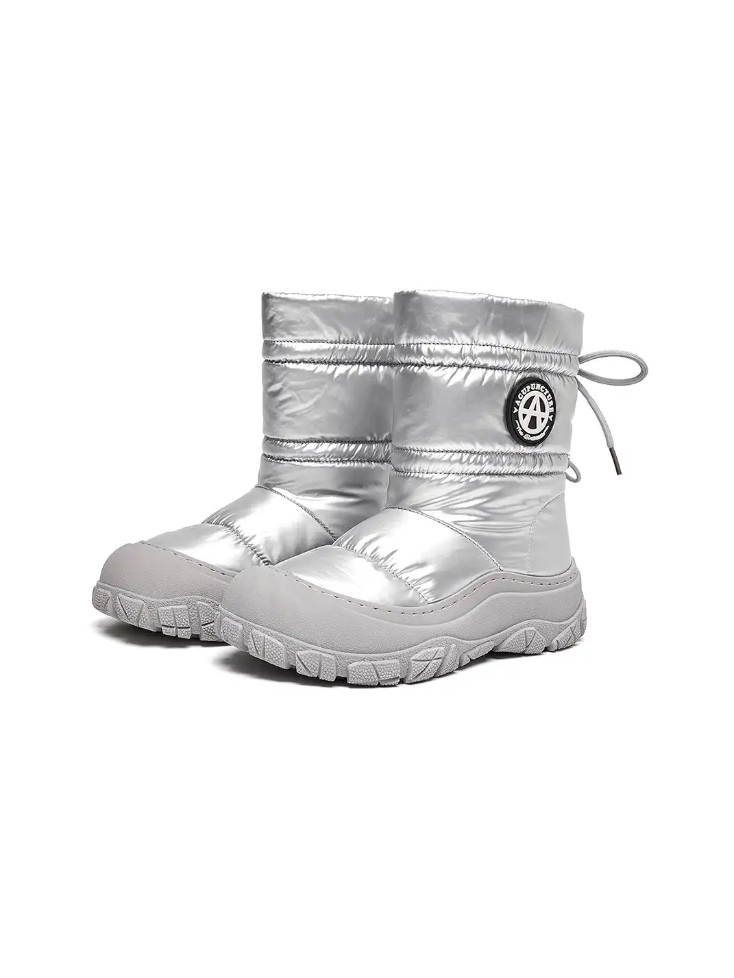 ACUPUNCTURE | Drawstring Collar Shiny Padded Snow Boots