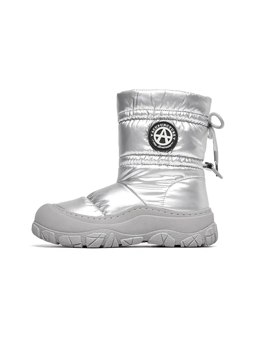 ACUPUNCTURE | Drawstring Collar Shiny Padded Snow Boots