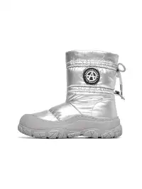 ACUPUNCTURE | Drawstring Collar Shiny Padded Snow Boots