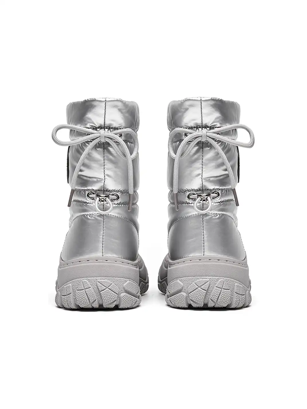 ACUPUNCTURE | Drawstring Collar Shiny Padded Snow Boots