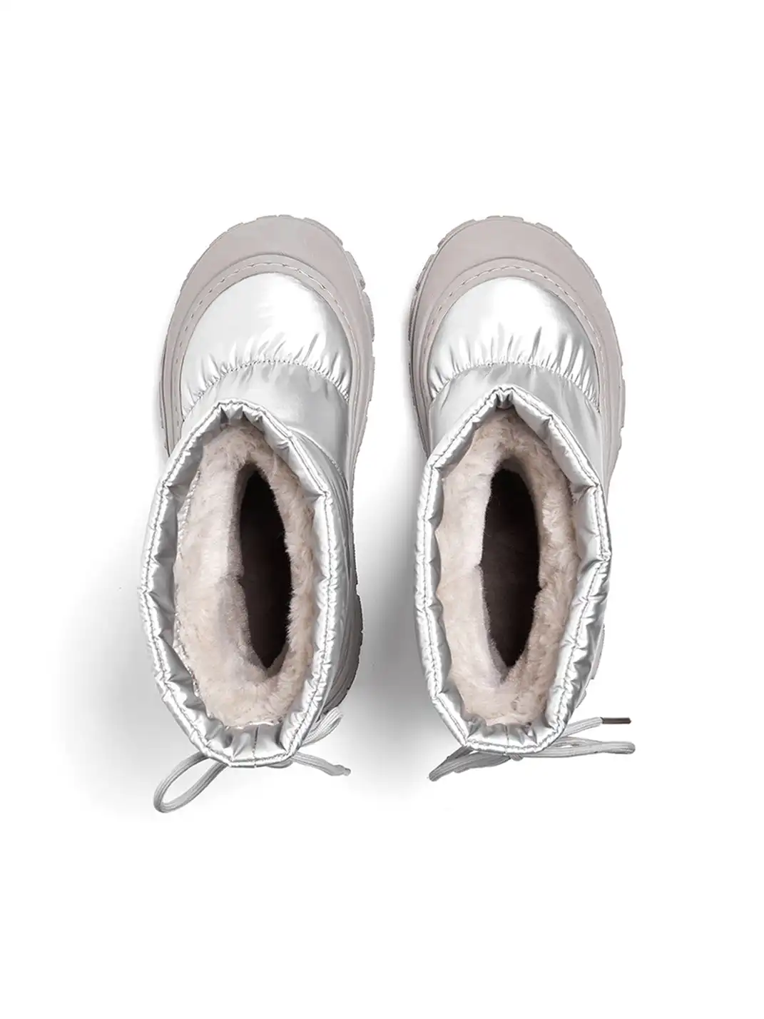 ACUPUNCTURE | Drawstring Collar Shiny Padded Snow Boots