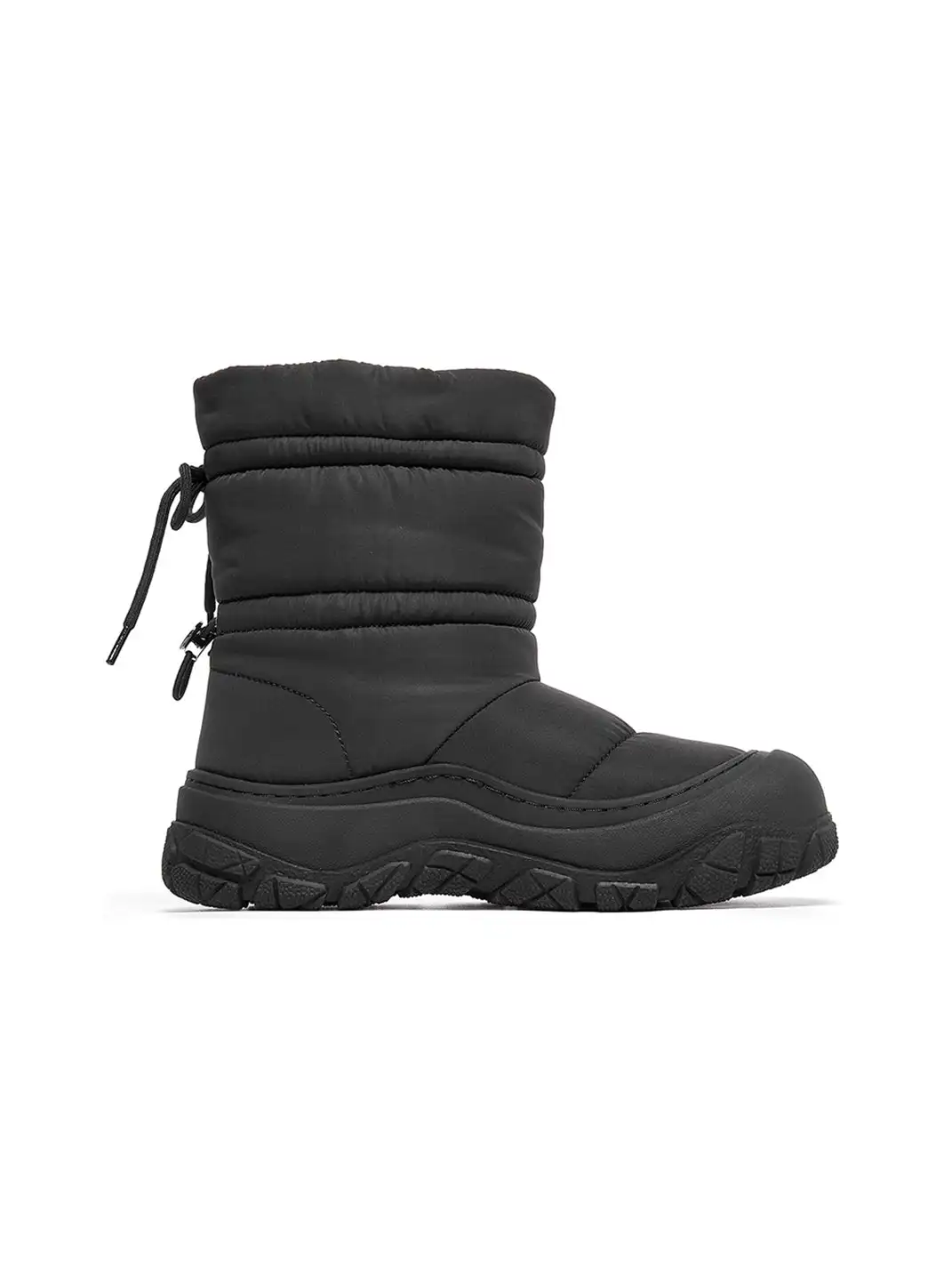 ACUPUNCTURE | Drawstring Collar Shiny Padded Snow Boots