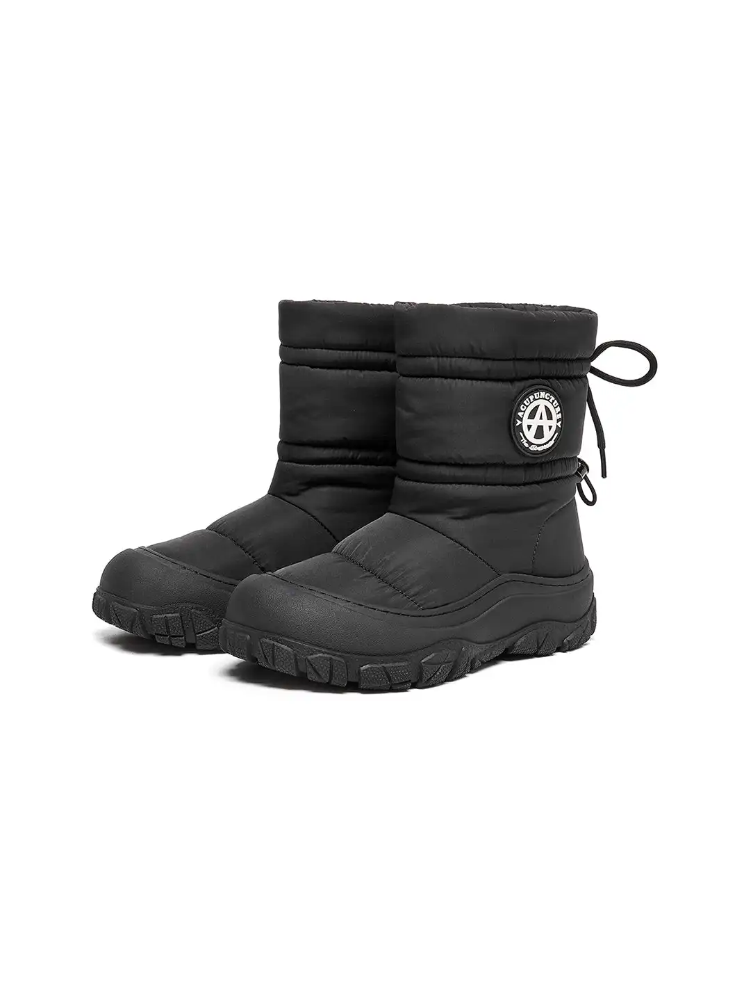 ACUPUNCTURE | Drawstring Collar Shiny Padded Snow Boots