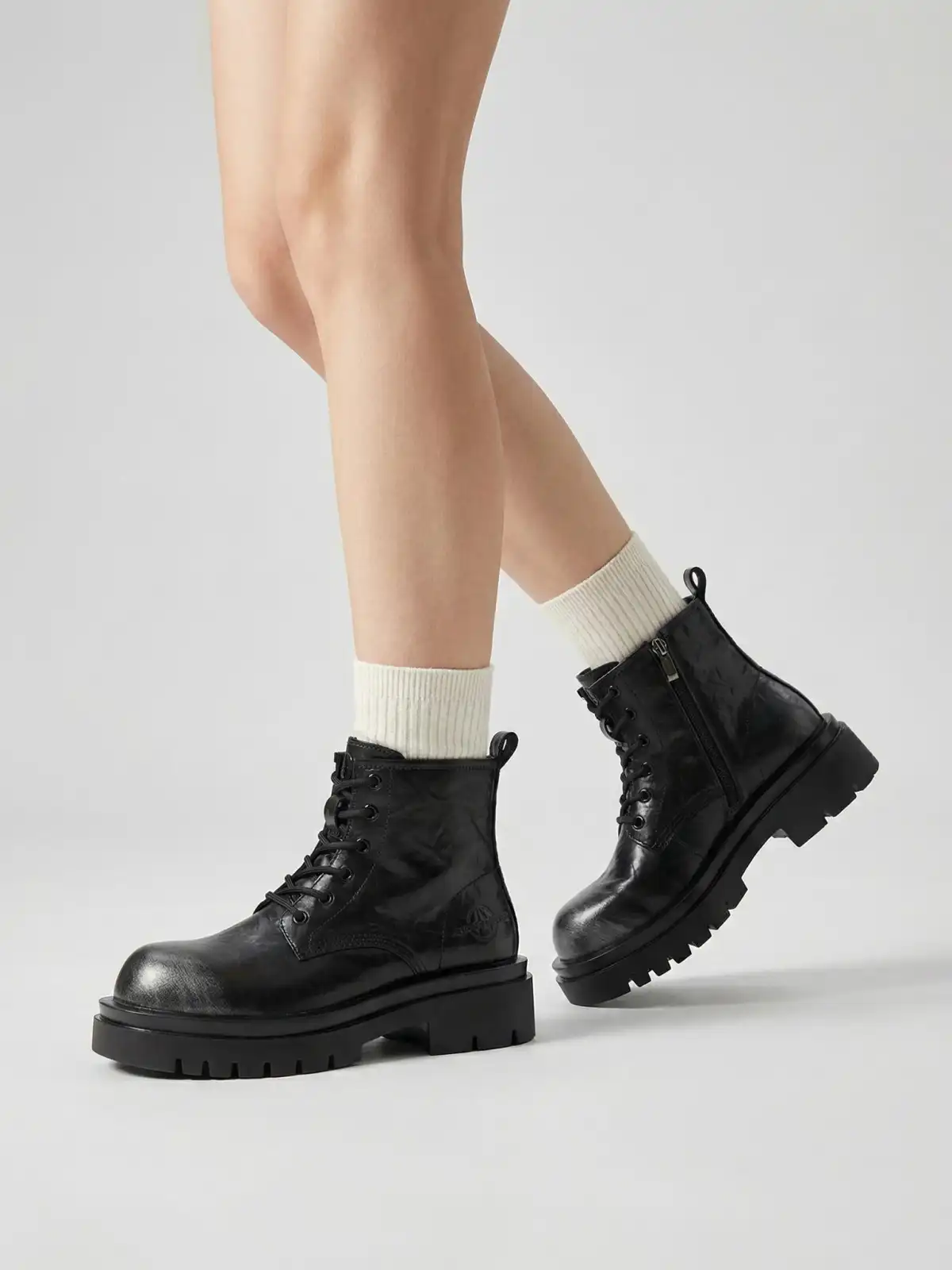 ACUPUNCTURE | Side-Zip Lace-Up Martin Boots