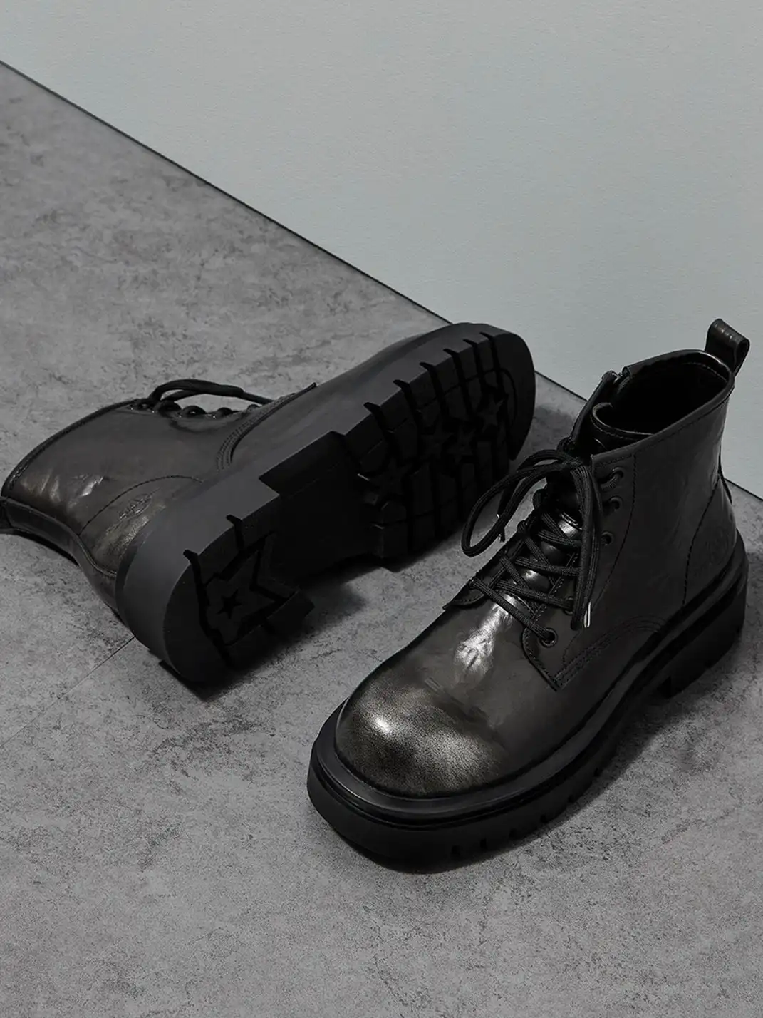 ACUPUNCTURE | Side-Zip Lace-Up Martin Boots