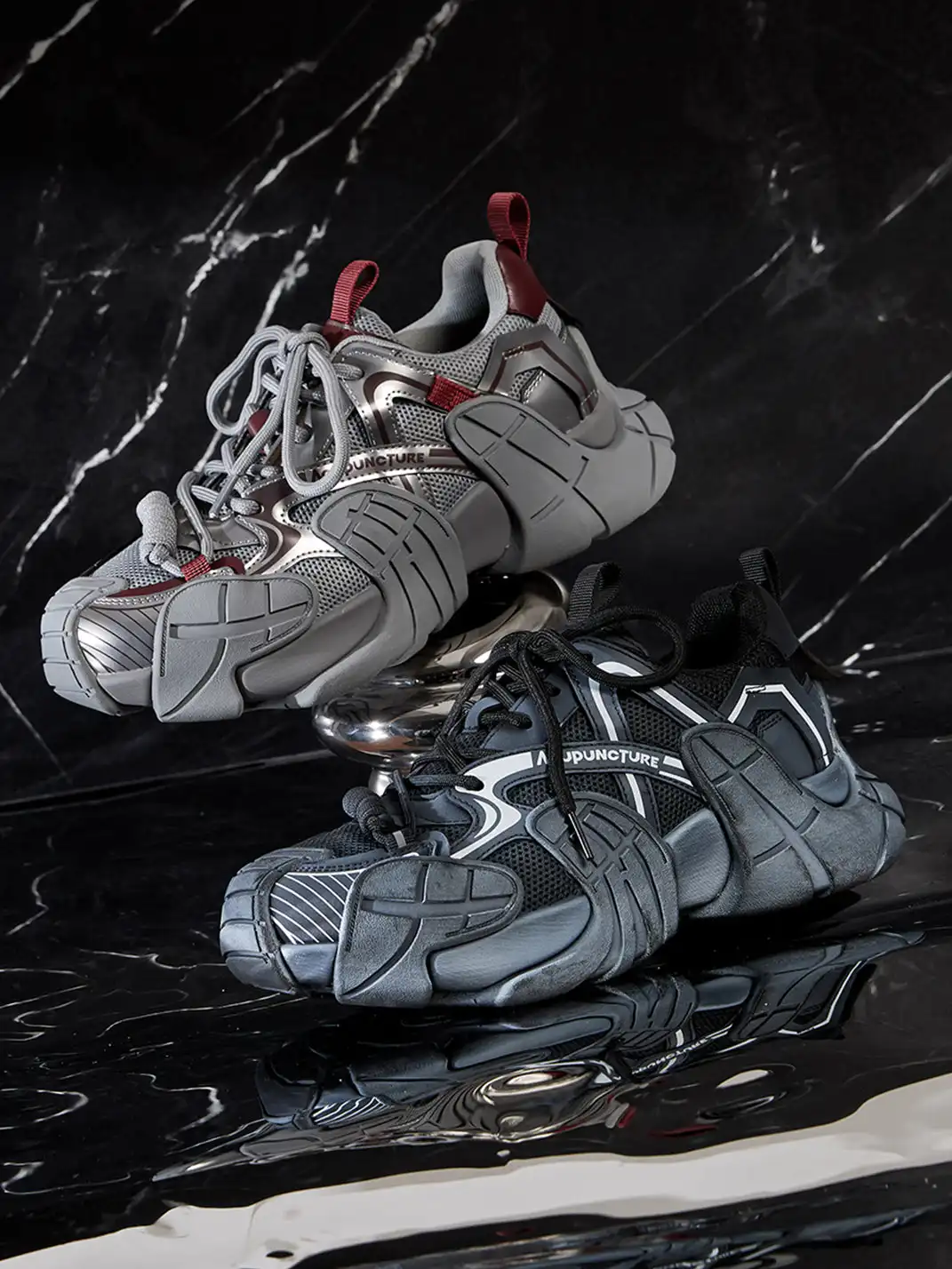 ACUPUNCTURE | Trendy Metallic Accent Platform Sneakers