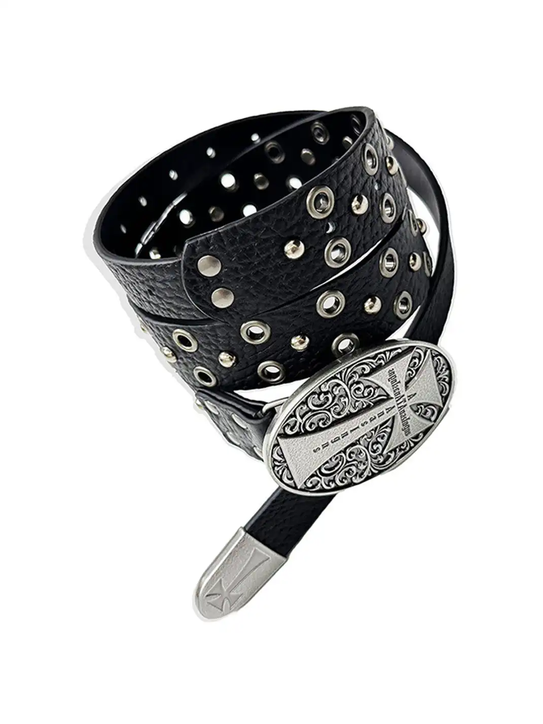 ATA NOTHINGNESS | Cross-Carved Leather Belt