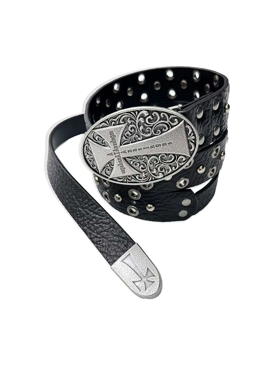 ATA NOTHINGNESS | Cross-Carved Leather Belt