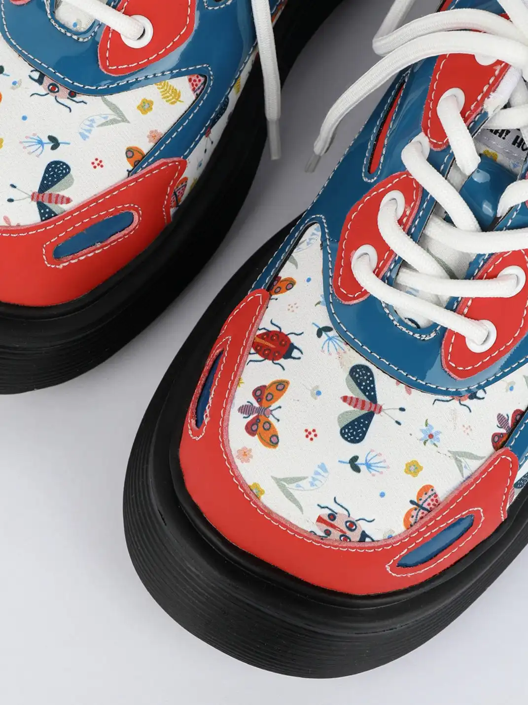 Yeah Hot丨Graphic Panel Upper Chunky Sole Derby Shoes